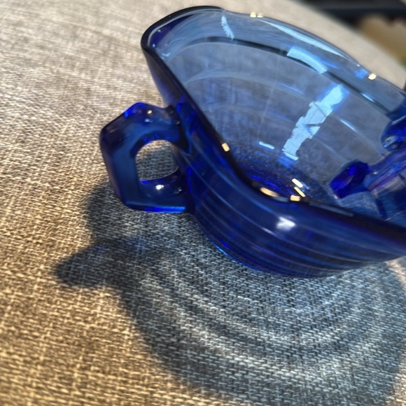 VTG Moderntone Creamer & Open Sugar Set 2 pc Cobalt Blue Hazel Atlas Gla… - Picture 3 of 9